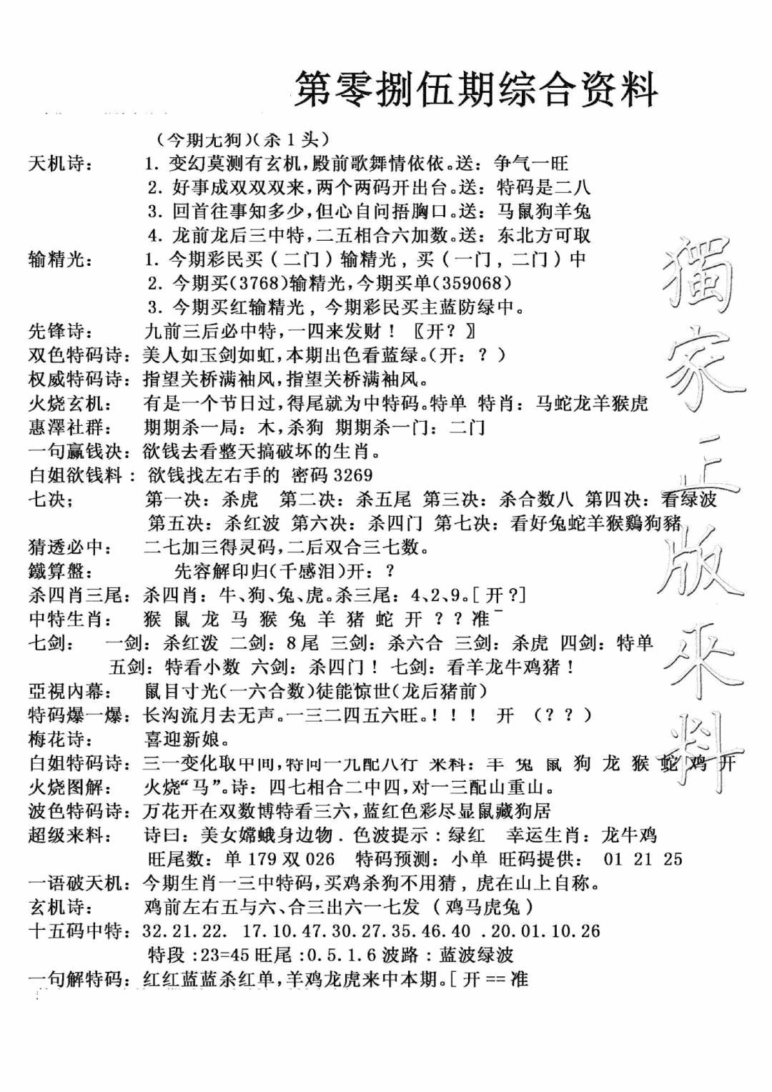 六合彩085期独家综合资料(新图)(黑白)