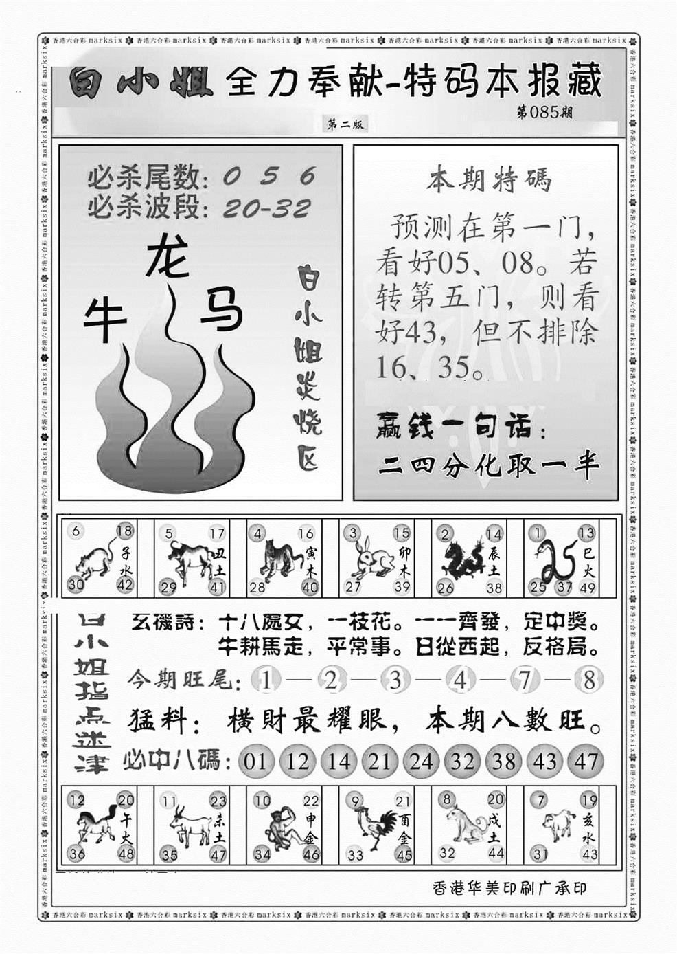 六合彩085期白小姐救世民B（新图）(黑白)