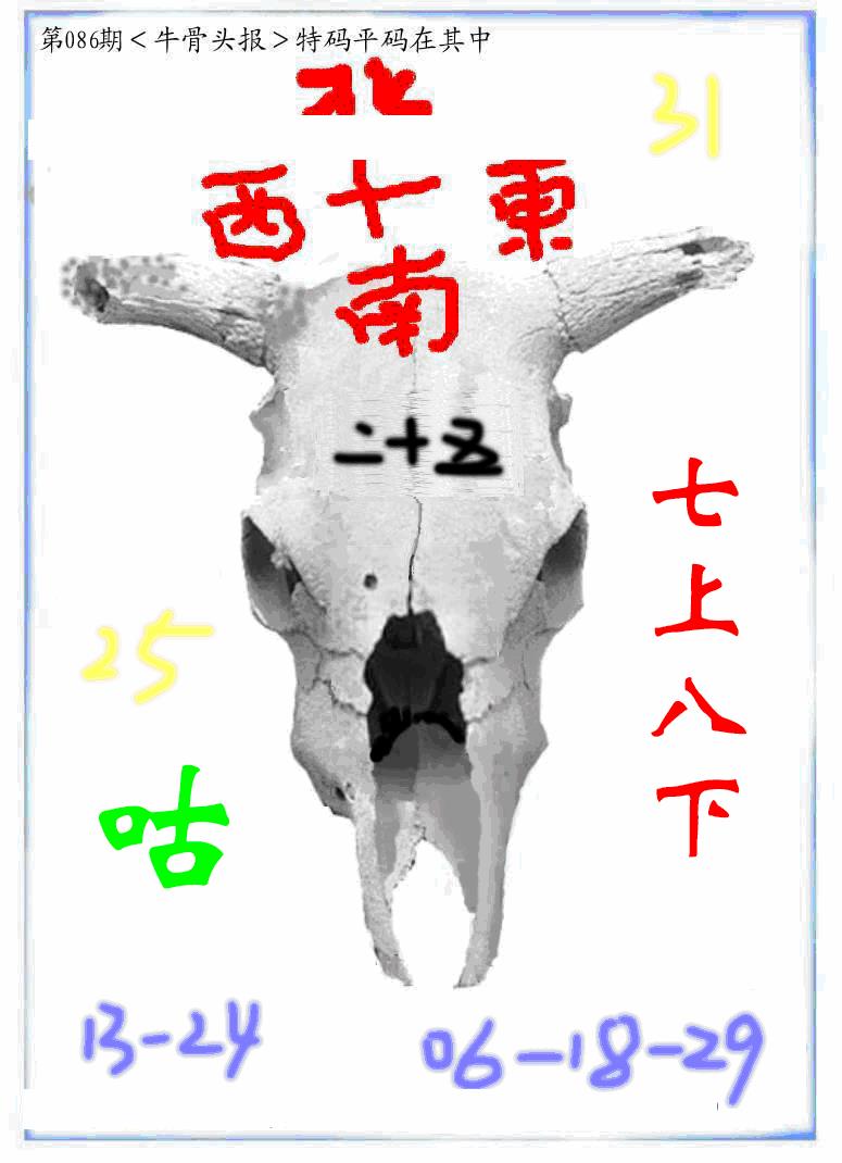 六合彩086期牛派牛头报(黑白)