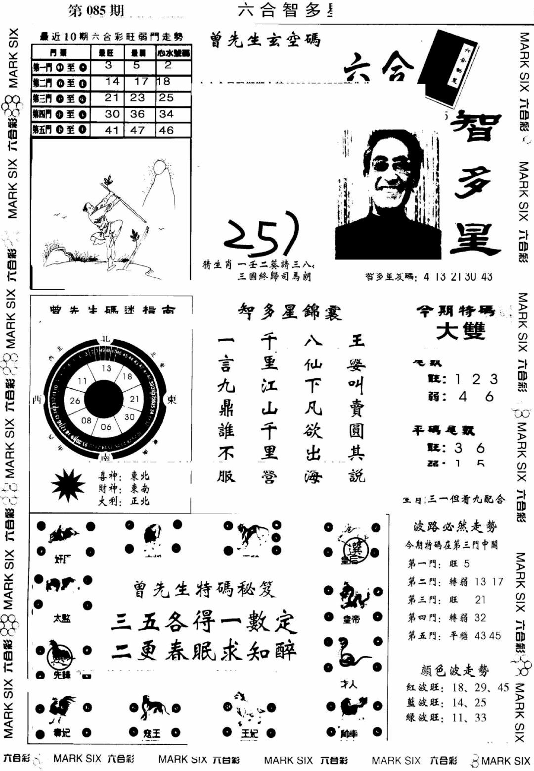 六合彩086期另六合智多星(早图)(黑白)