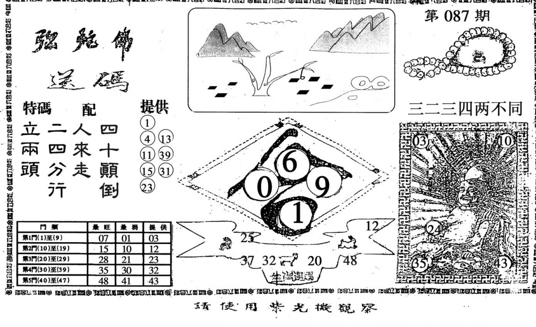 六合彩087期弥陀佛(黑白)