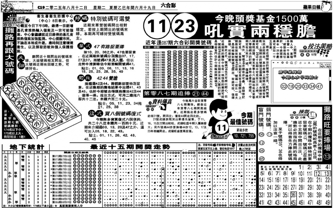 六合彩087期老版苹果日报(黑白)
