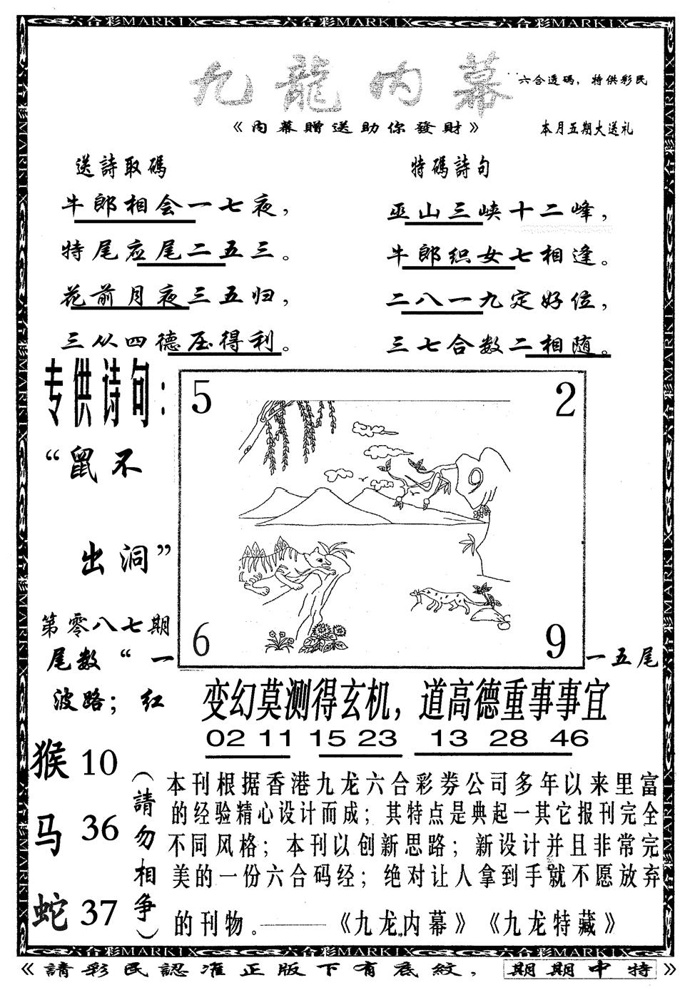 六合彩087期九龙内幕B(黑白)