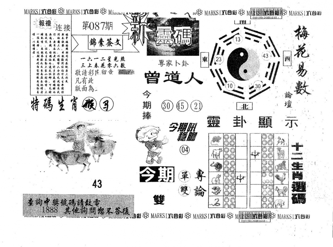 六合彩087期新灵码(黑白)