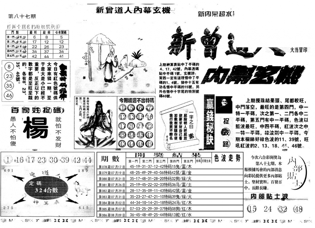 六合彩087期另新内幕A(黑白)