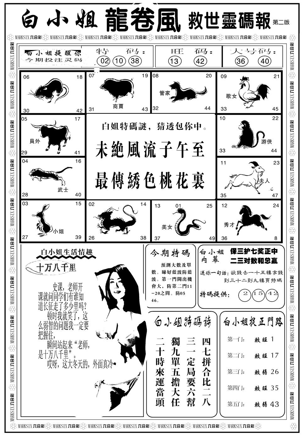六合彩087期另版白姐龙卷风B(黑白)