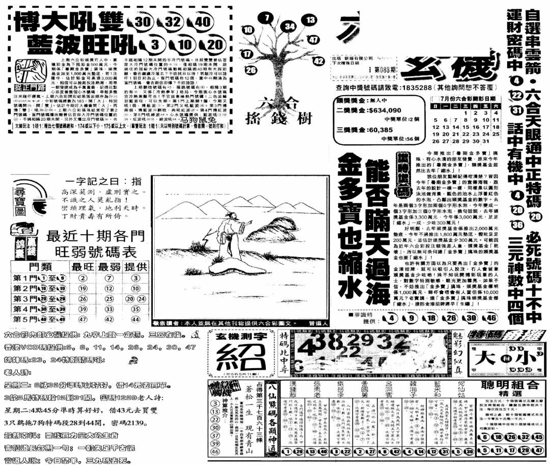 六合彩088期当日玄机(早)(黑白)