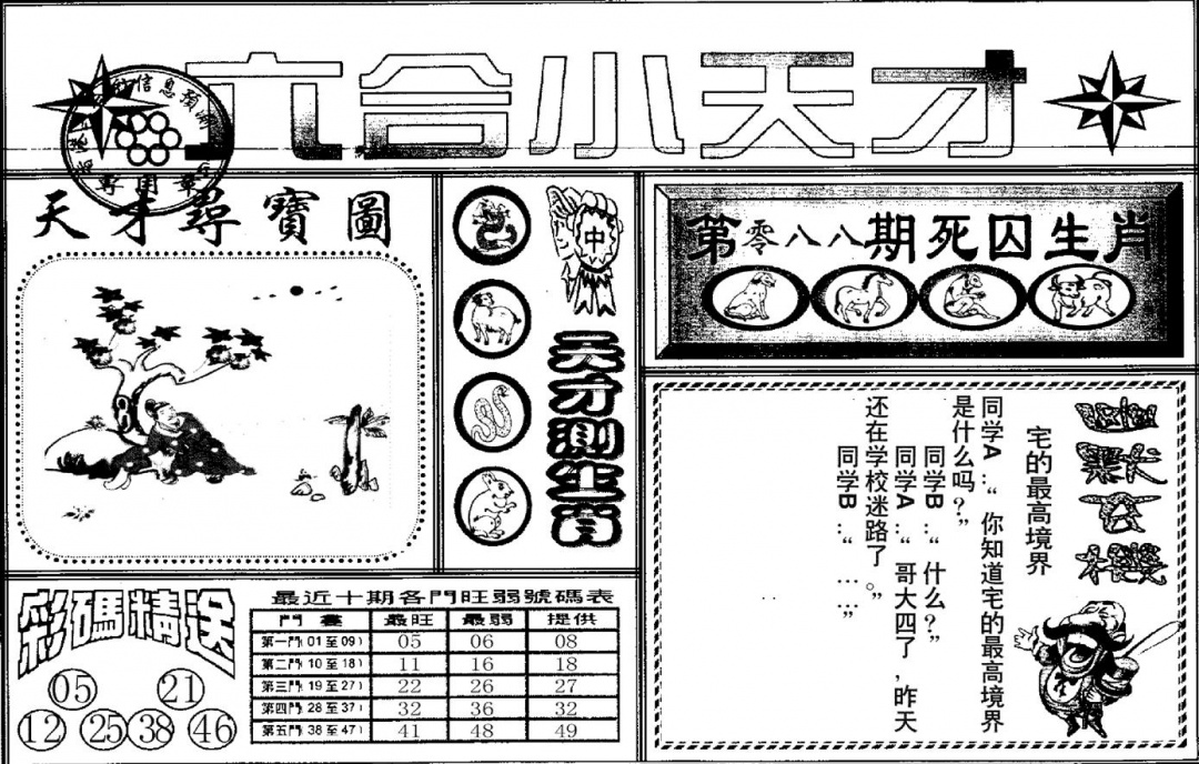 六合彩088期六合小天才A(黑白)