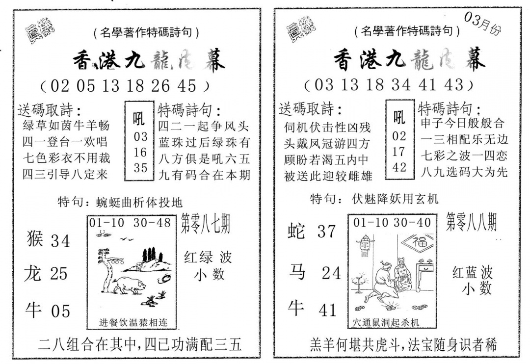 六合彩088期九龙内幕AB(黑白)