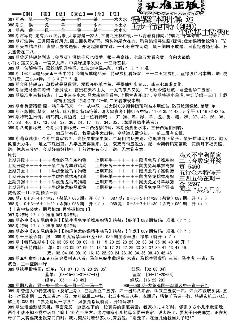 六合彩089期长沙精选料B(新)(黑白)