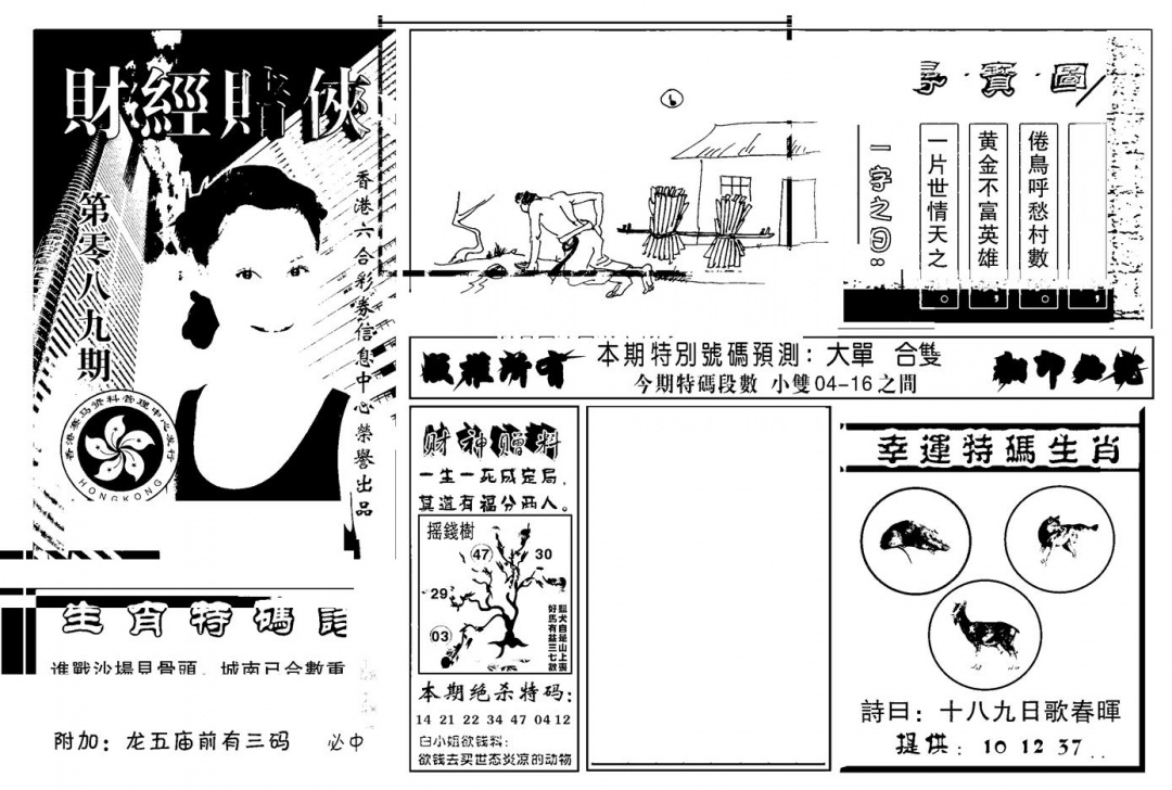 六合彩089期六合彩大三元(新图)(黑白)