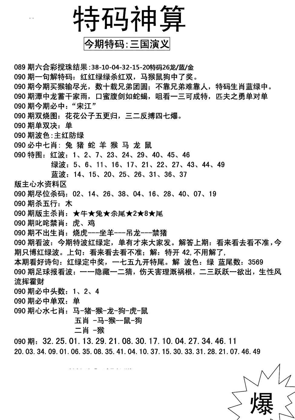 六合彩090期特码神算(新图)(黑白)