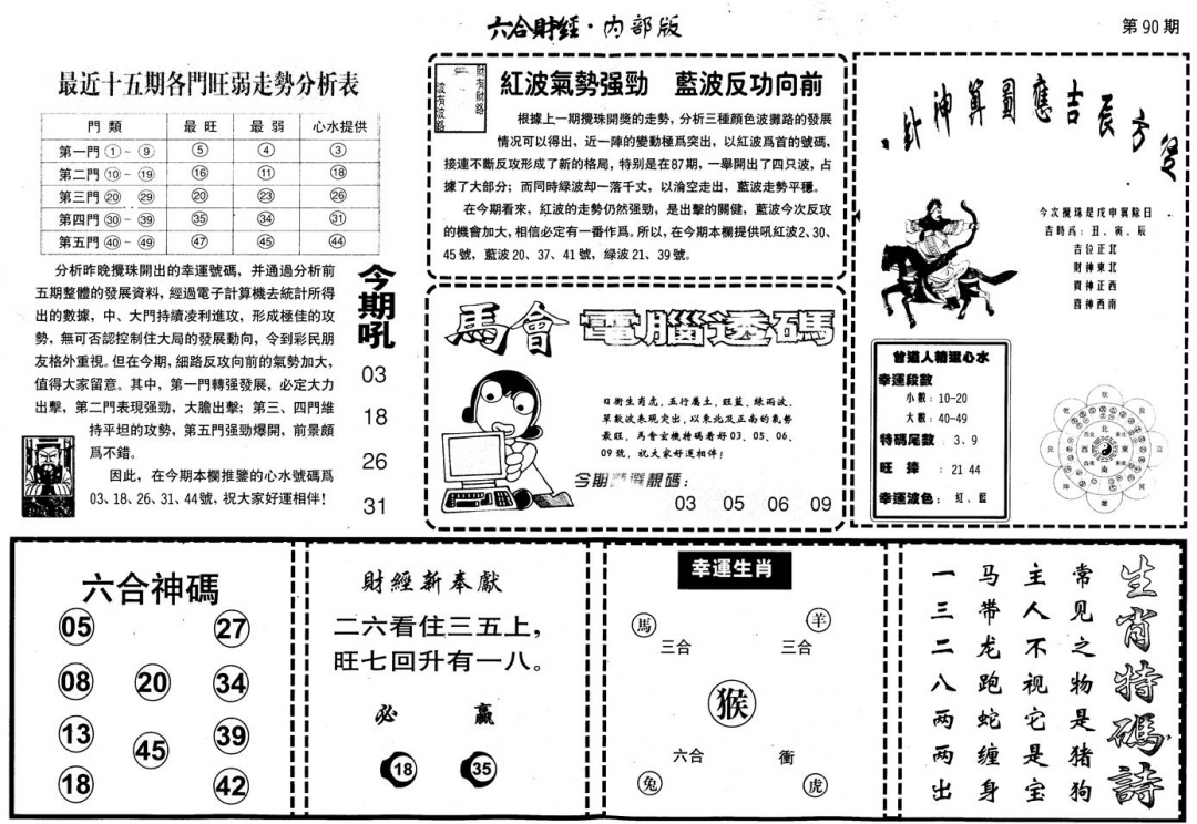 六合彩090期另版中财经B(黑白)
