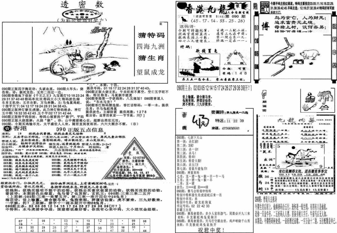 六合彩090期新透密数B(新)(黑白)
