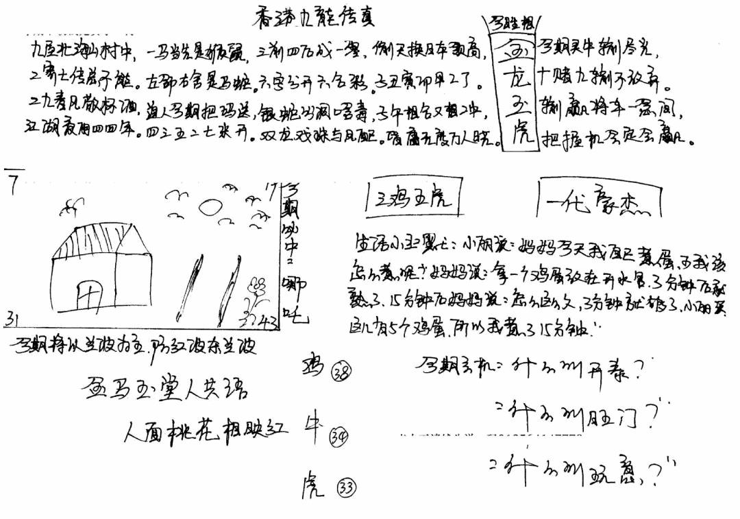 六合彩090期手写九龙内幕(早图)(黑白)
