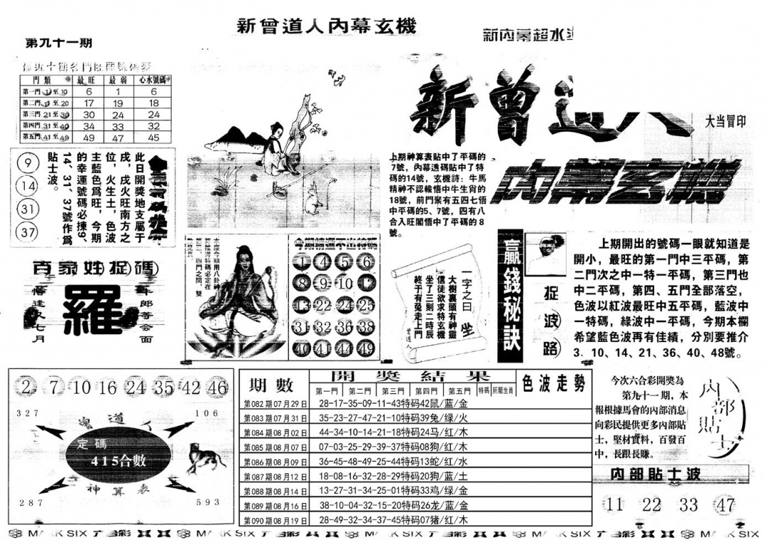 六合彩091期另新内幕A(黑白)