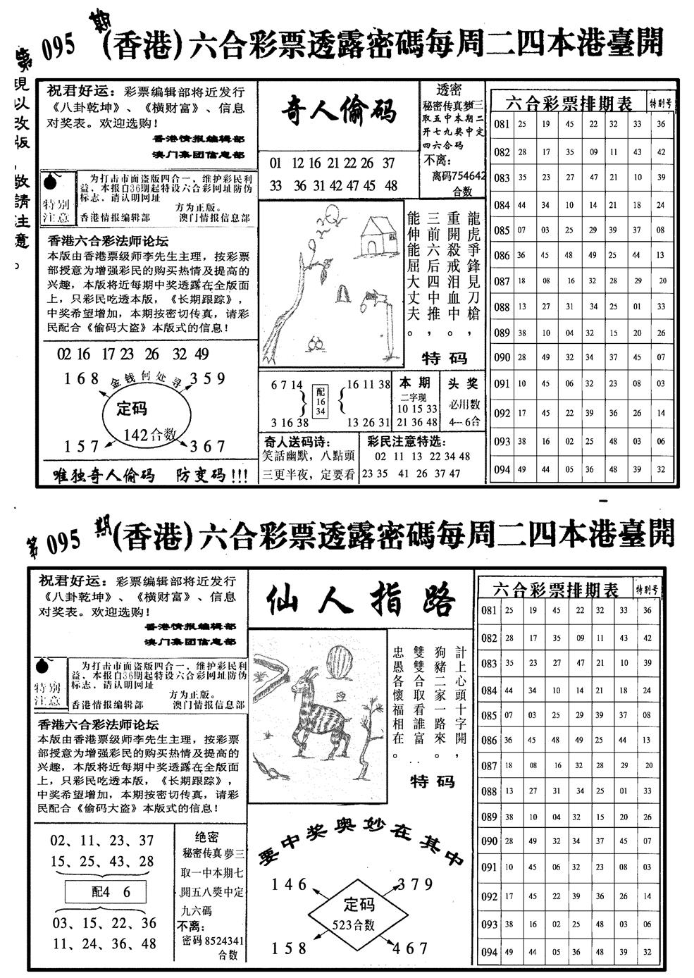 六合彩095期龙仔四合二(黑白)
