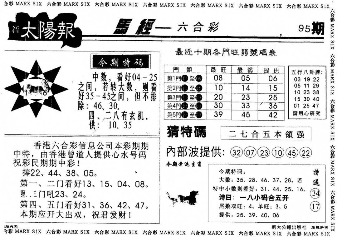 六合彩095期太阳报(黑白)