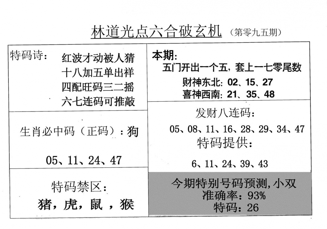 六合彩095期老林道光(黑白)