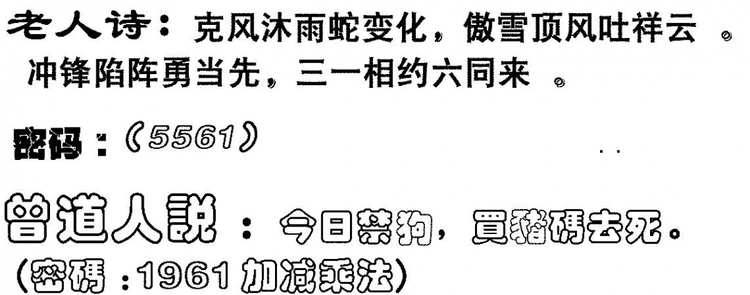 六合彩095期老人诗(黑白)