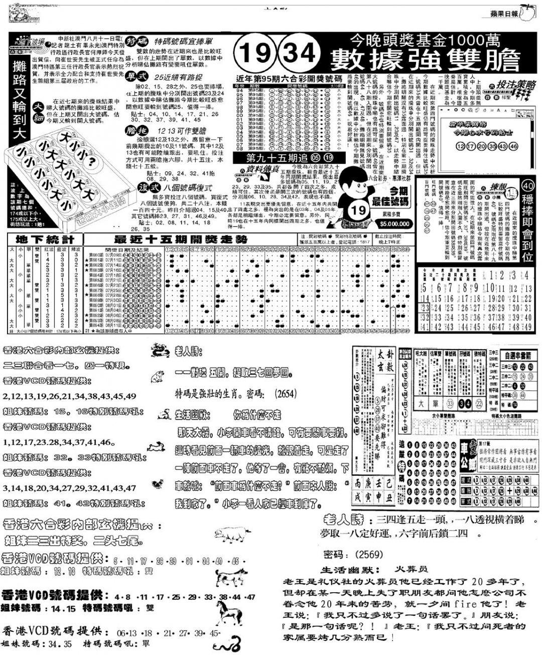 六合彩095期当日报-5(黑白)
