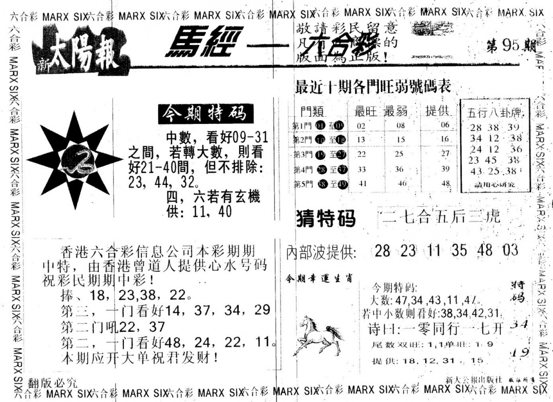 六合彩095期另版太阳报(黑白)