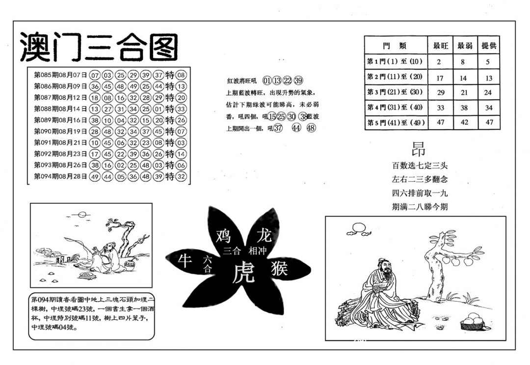 六合彩095期另澳门三合图(黑白)