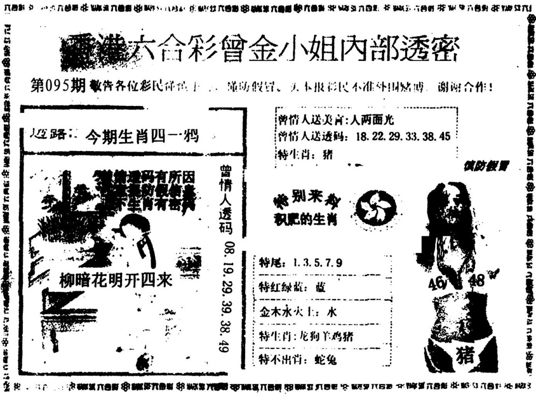 六合彩095期曾金小姐A(黑白)