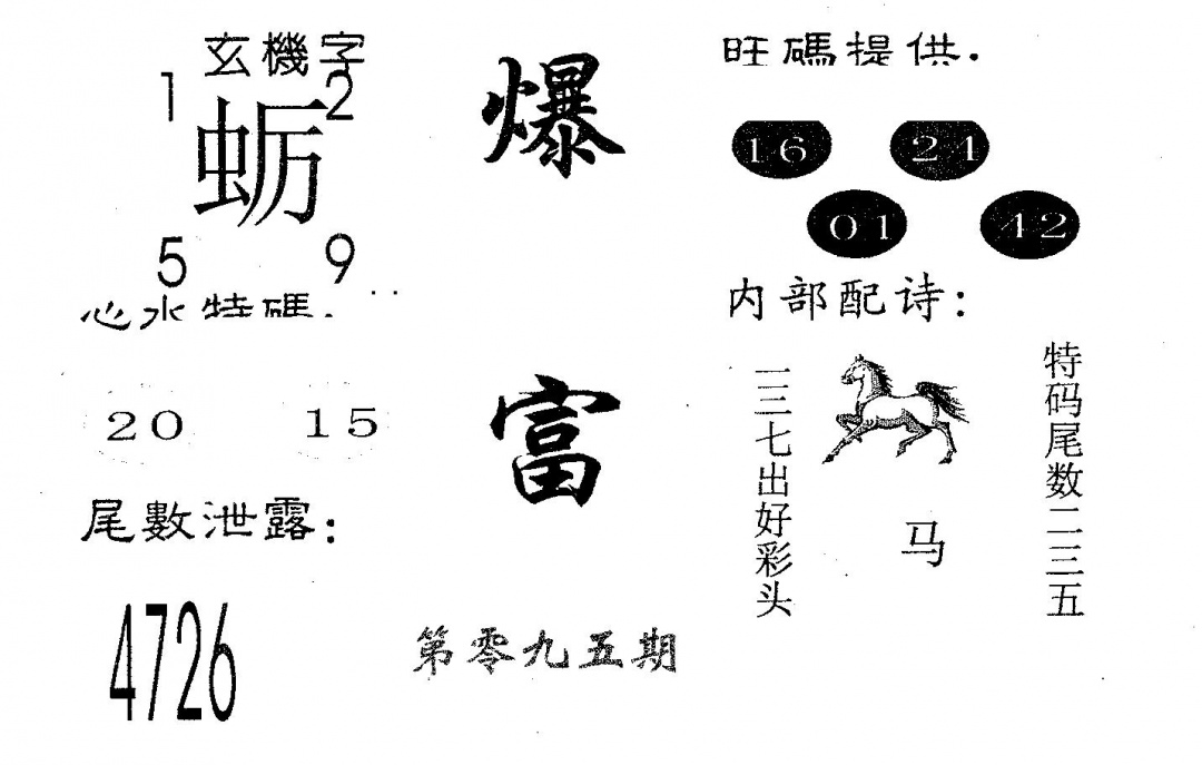 六合彩095期爆富(黑白)