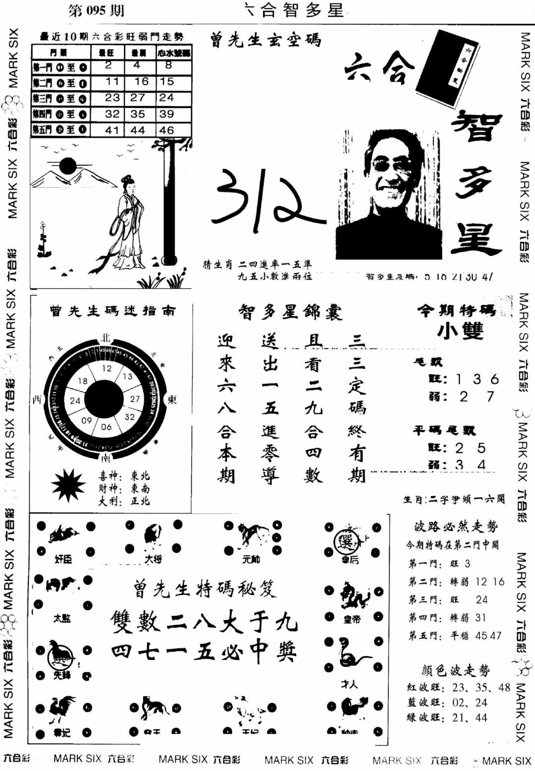 六合彩095期另六合智多星(早图)(黑白)