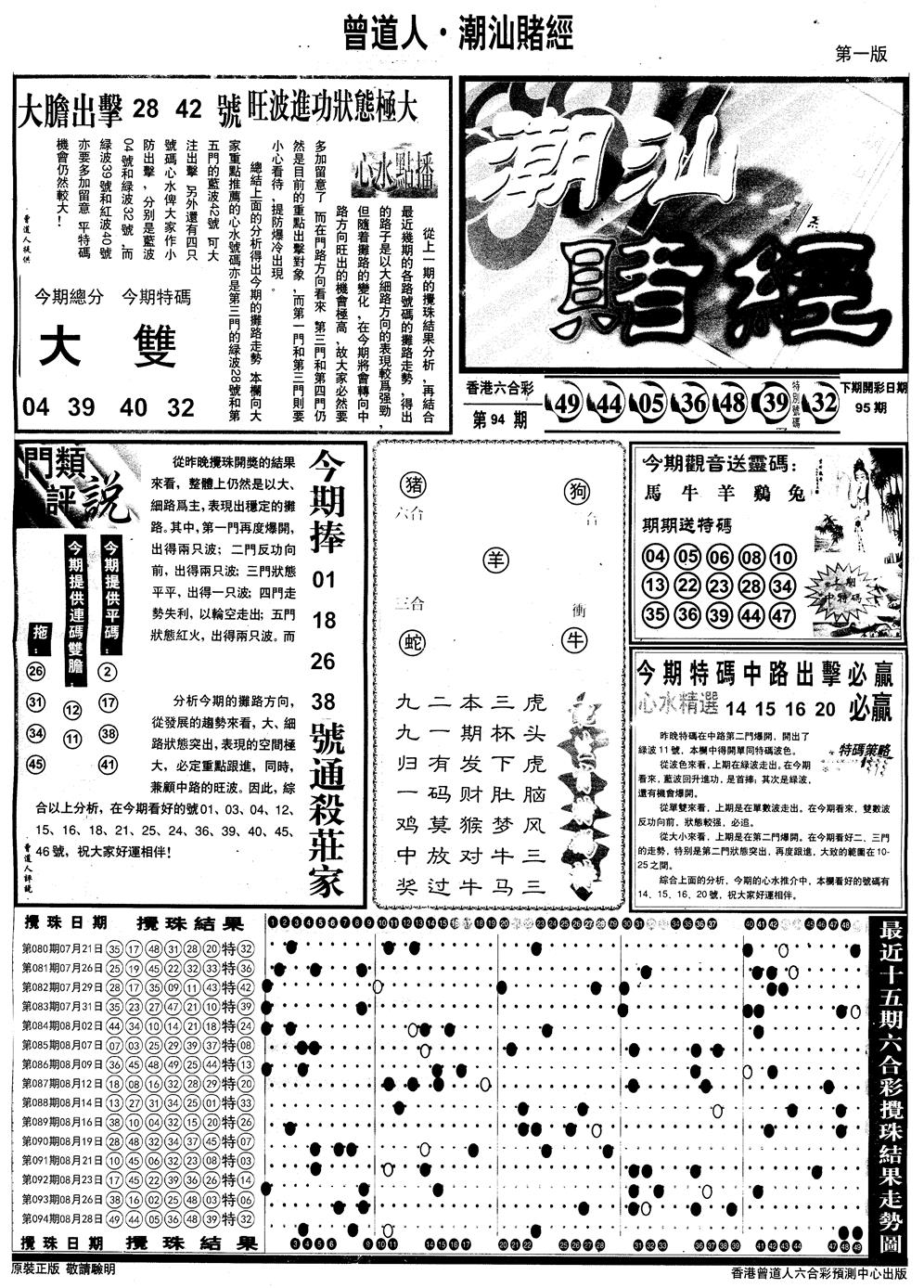 六合彩095期另版潮汕赌经A(黑白)