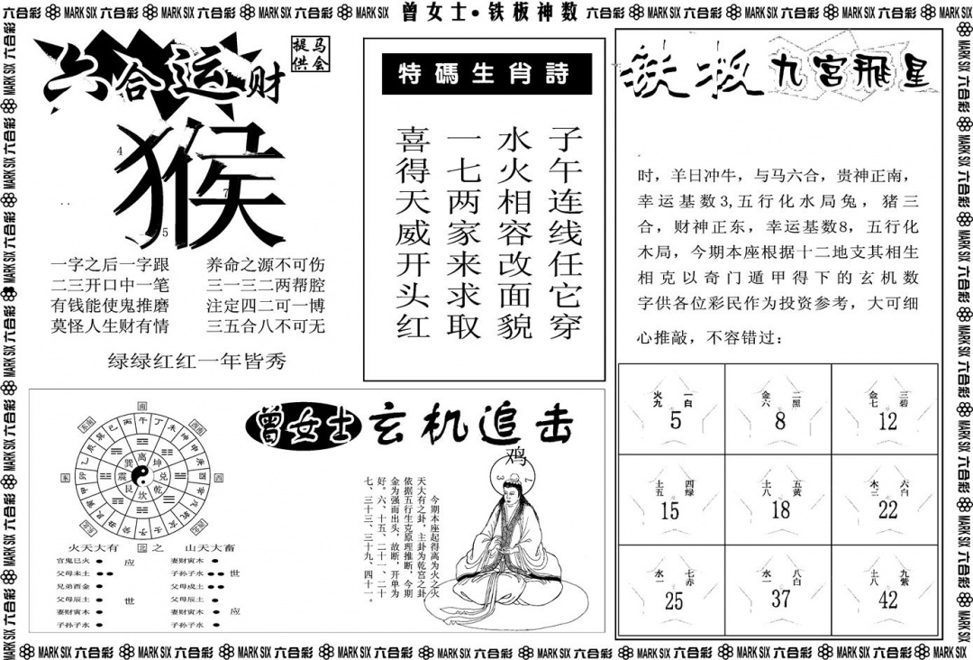 六合彩095期另版曾女士铁板B(黑白)