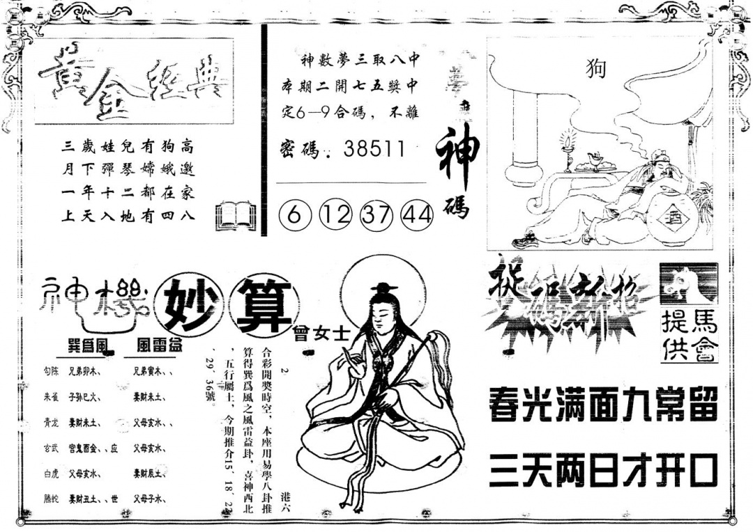 六合彩095期另版老版曾女士B(黑白)