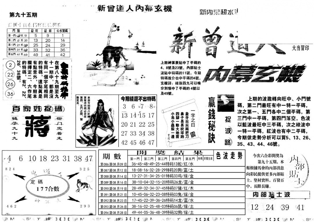 六合彩095期另新内幕A(黑白)