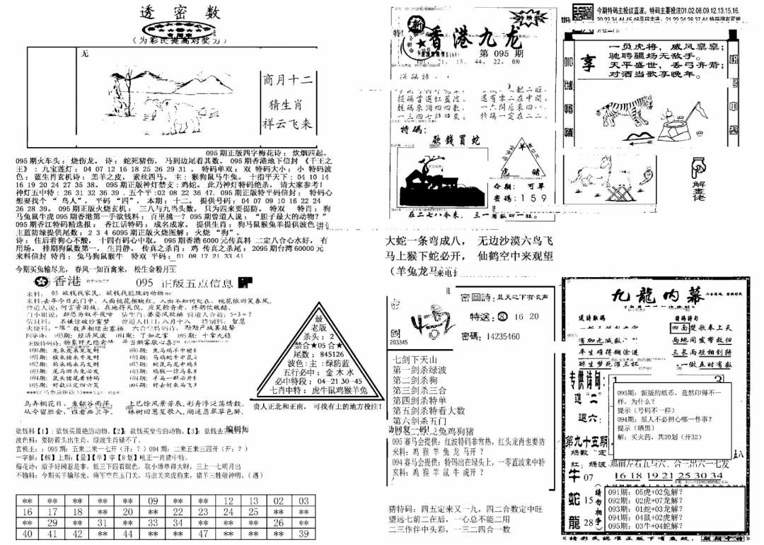 六合彩095期另新透密数B(新)(黑白)