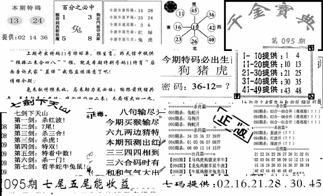 六合彩095期千金宝典(新图)(黑白)