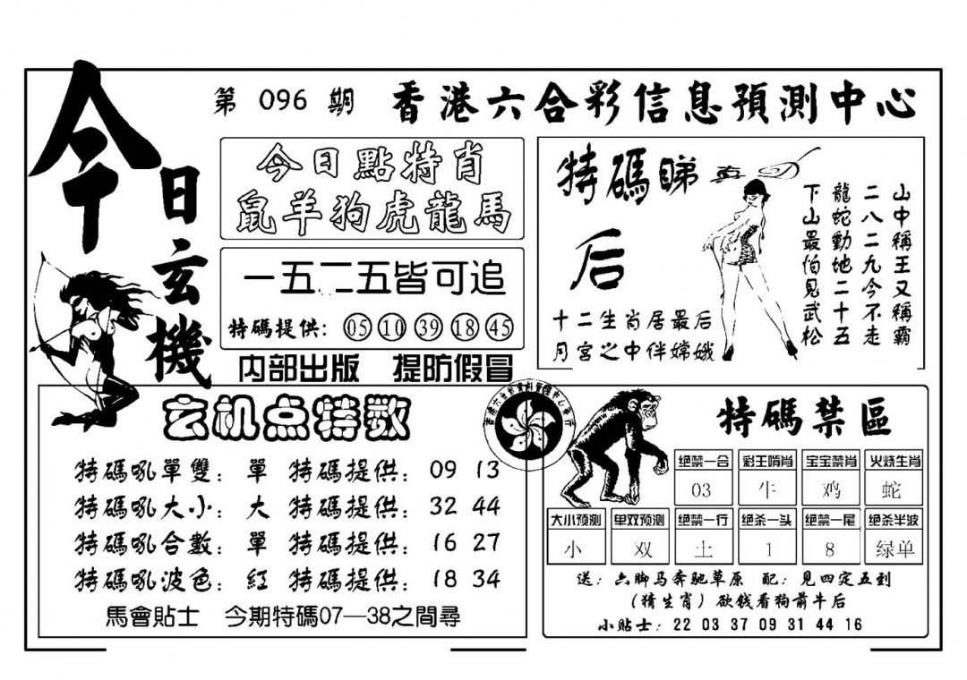 六合彩096期今日玄机(新图)(黑白)