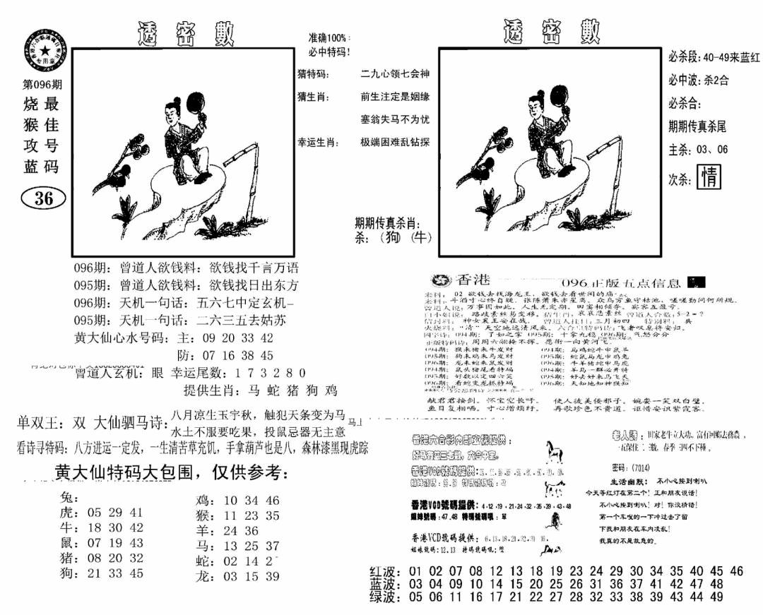六合彩096期诸葛透密数(新图)(黑白)