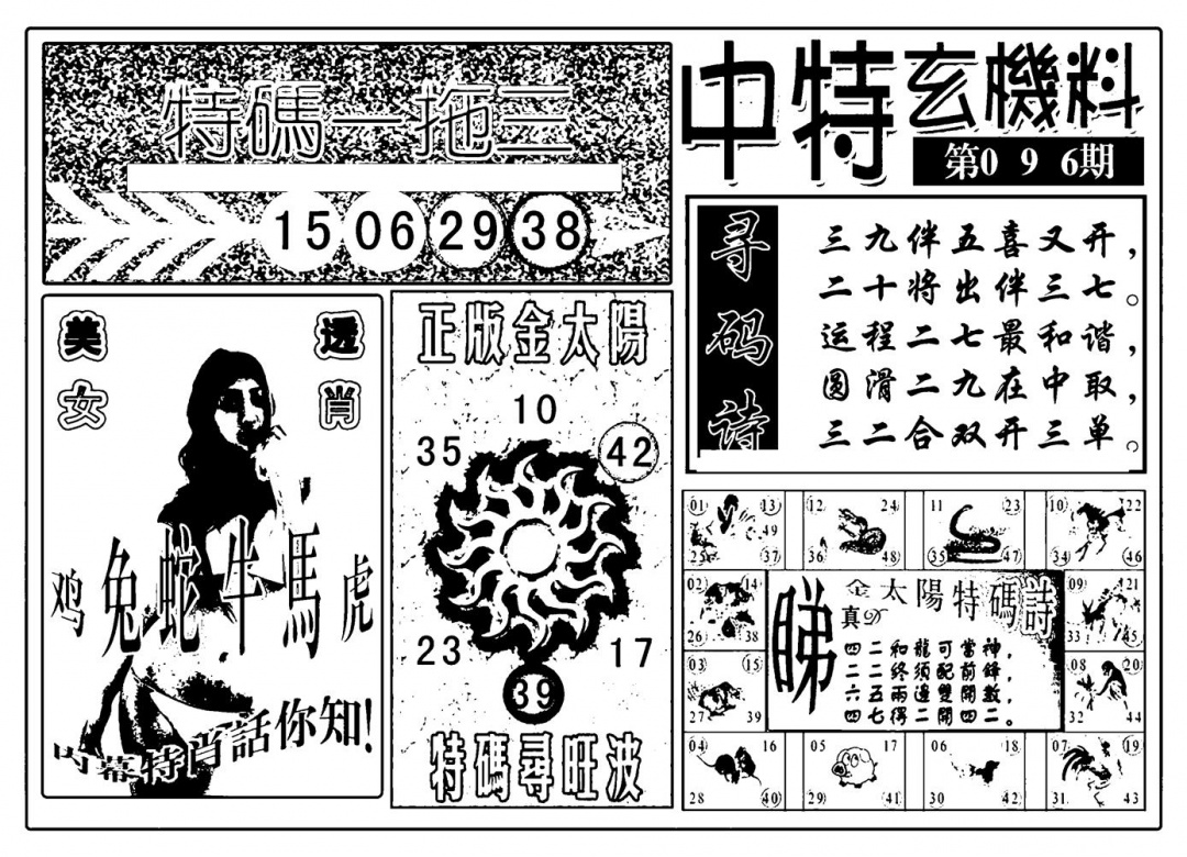 六合彩096期中特玄机料(新图)(黑白)