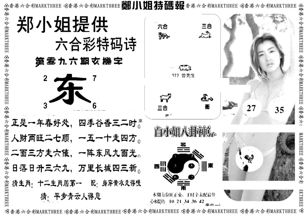 六合彩096期郑小姐特码报B(黑白)