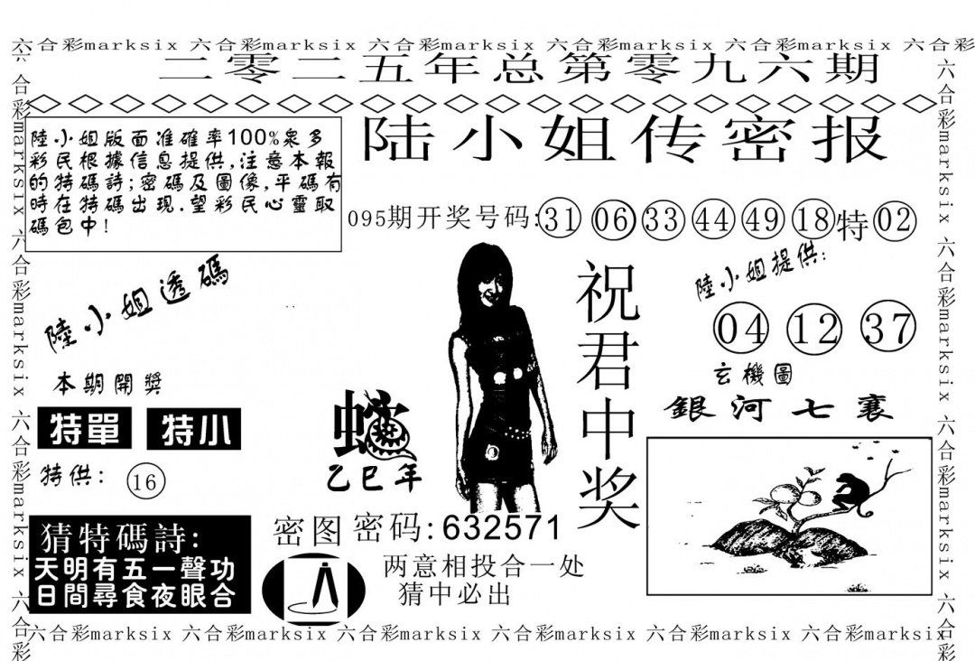 六合彩096期陆小姐传密A(黑白)