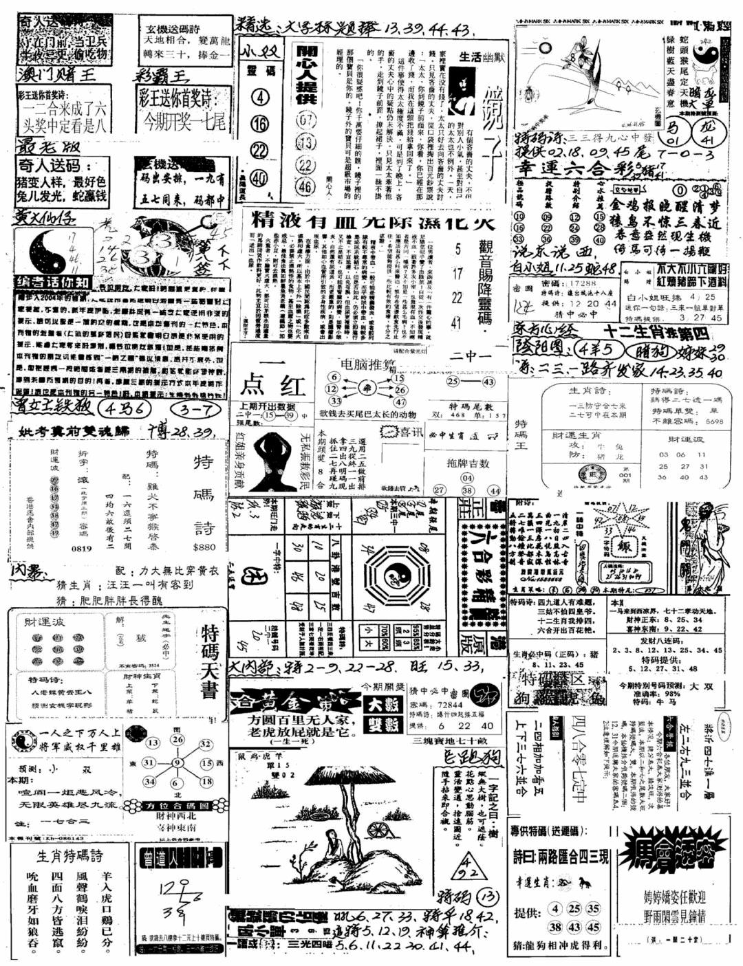 六合彩096期新版手写综合资料B(黑白)