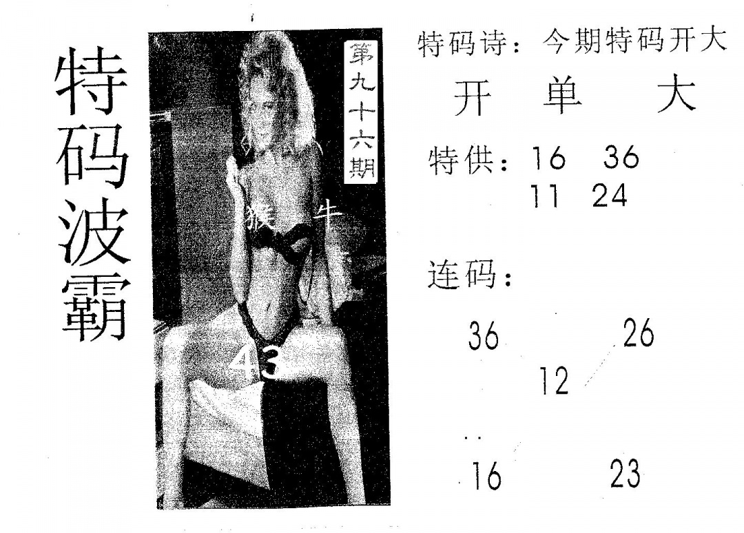 六合彩096期特码波霸(黑白)