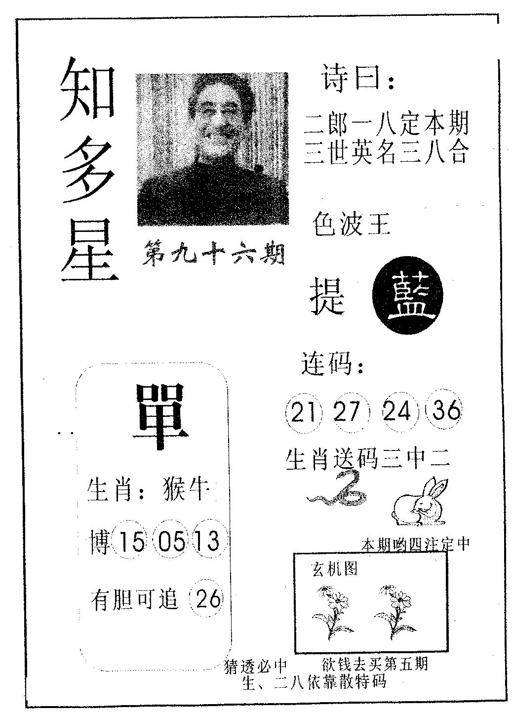 六合彩096期知多星(黑白)