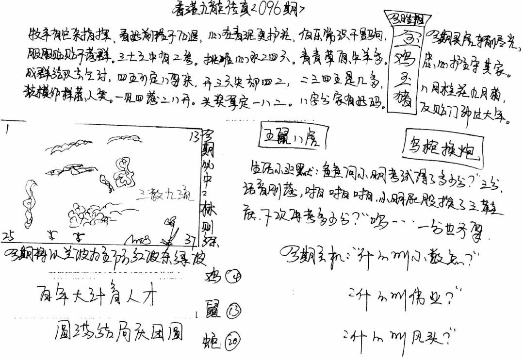 六合彩096期正版手写九龙(黑白)