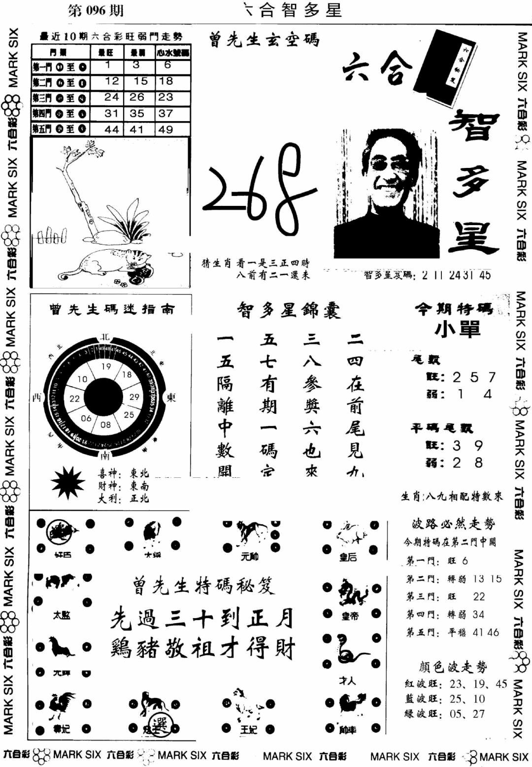 六合彩096期另六合智多星(早图)(黑白)