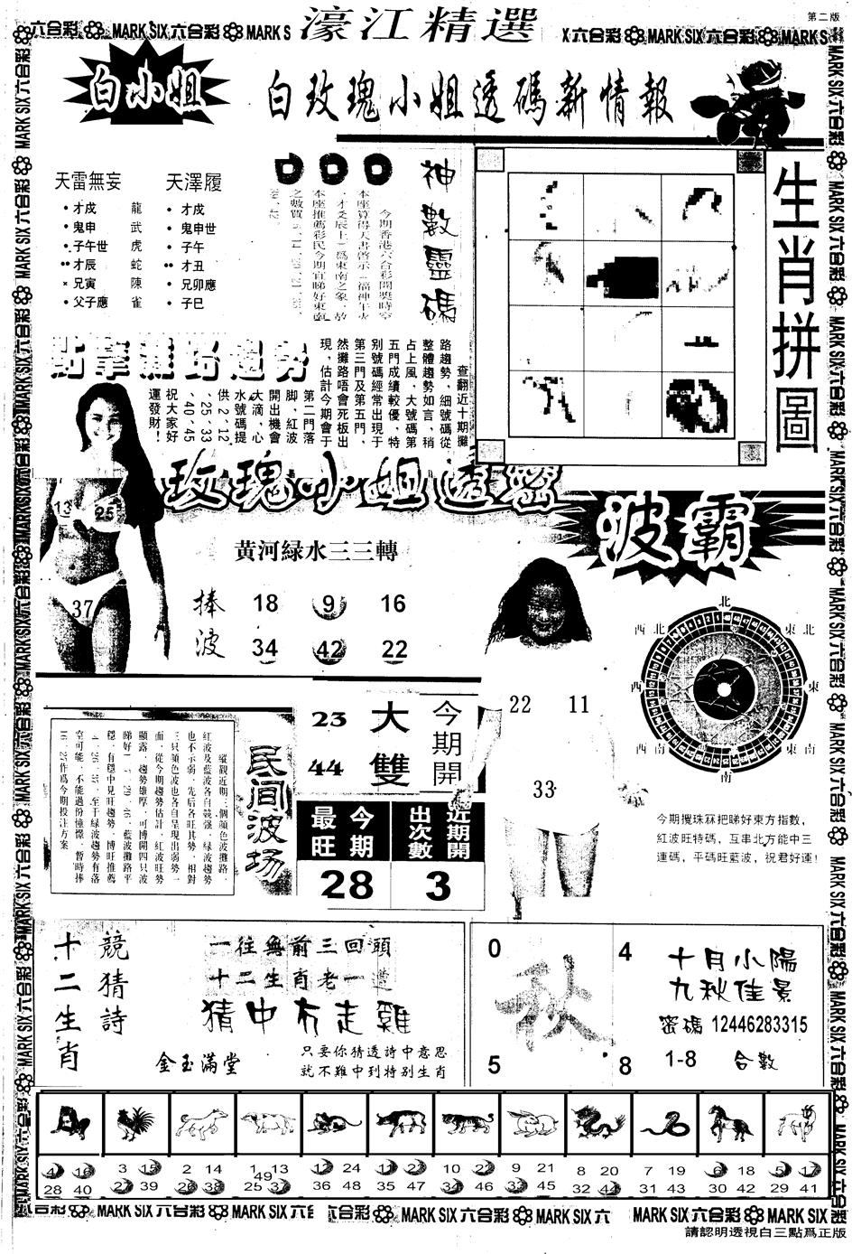 六合彩096期另版濠江精选B(黑白)