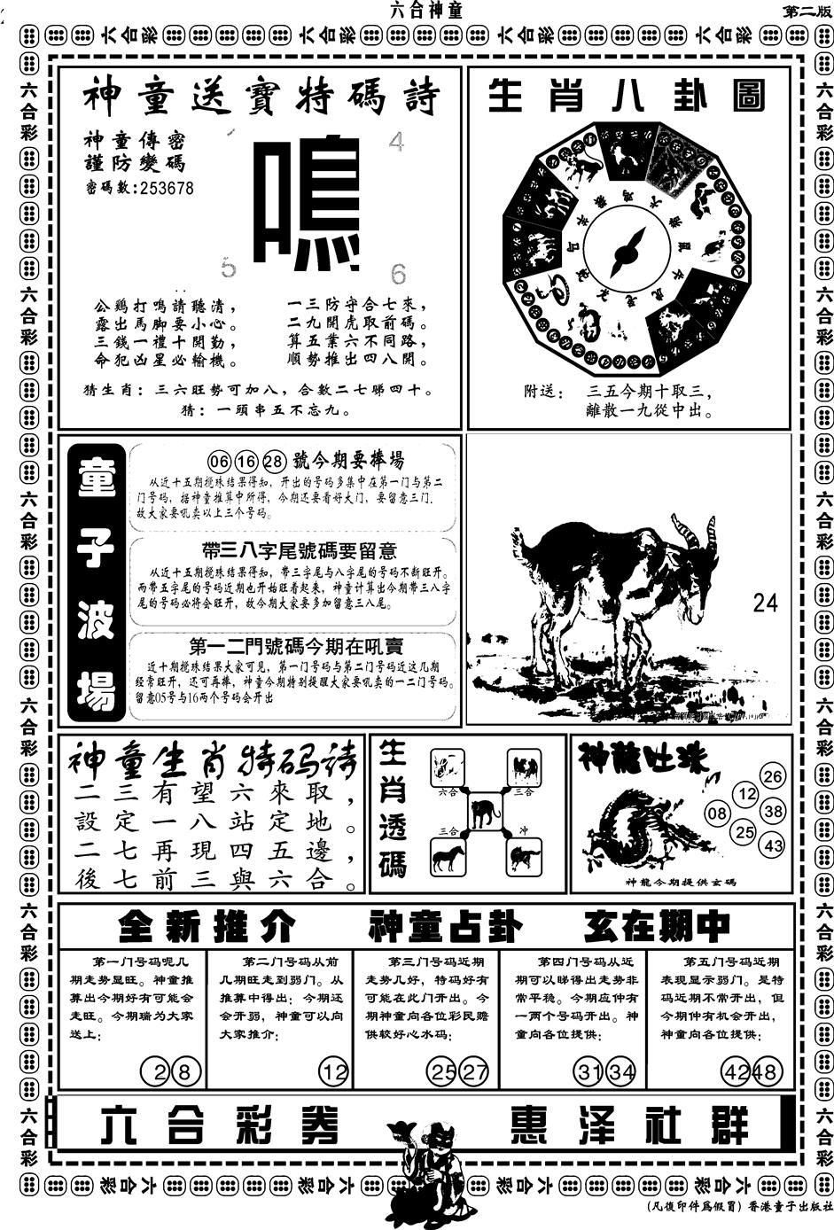 六合彩096期另版六合神童B(黑白)