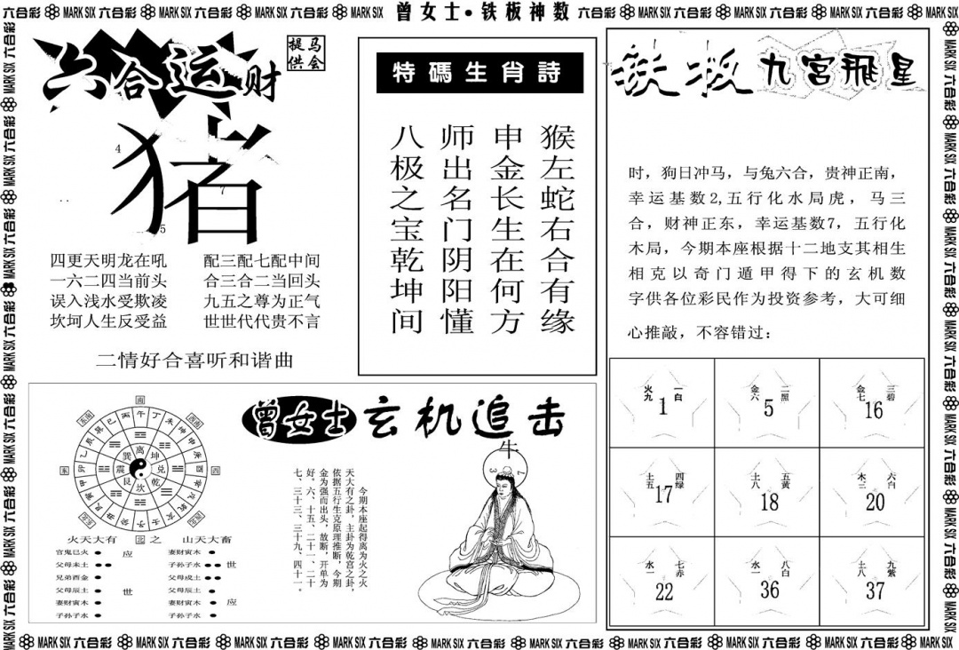 六合彩096期另版曾女士铁板B(黑白)