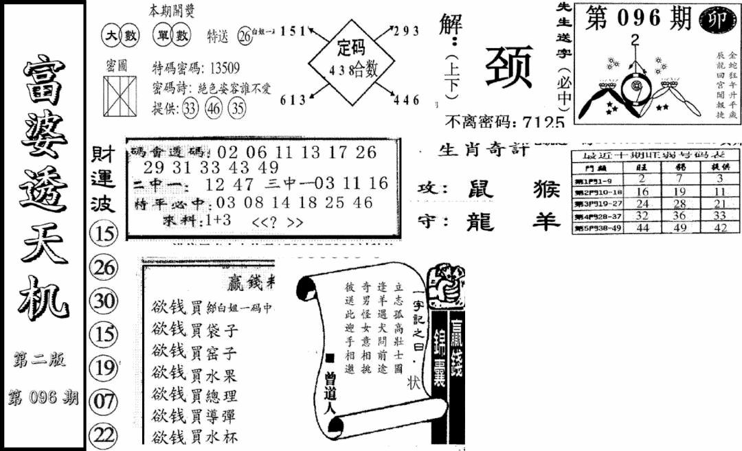 六合彩096期富婆透天机B(新图)(黑白)